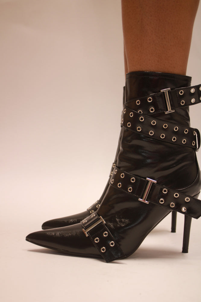 Multi Buckle Straps Stiletto Boot