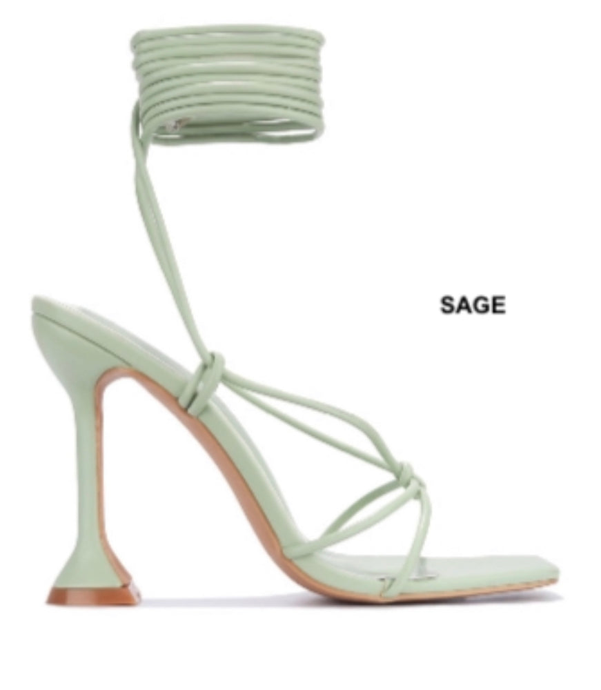 Love Me Lace Up Heels (Sage)